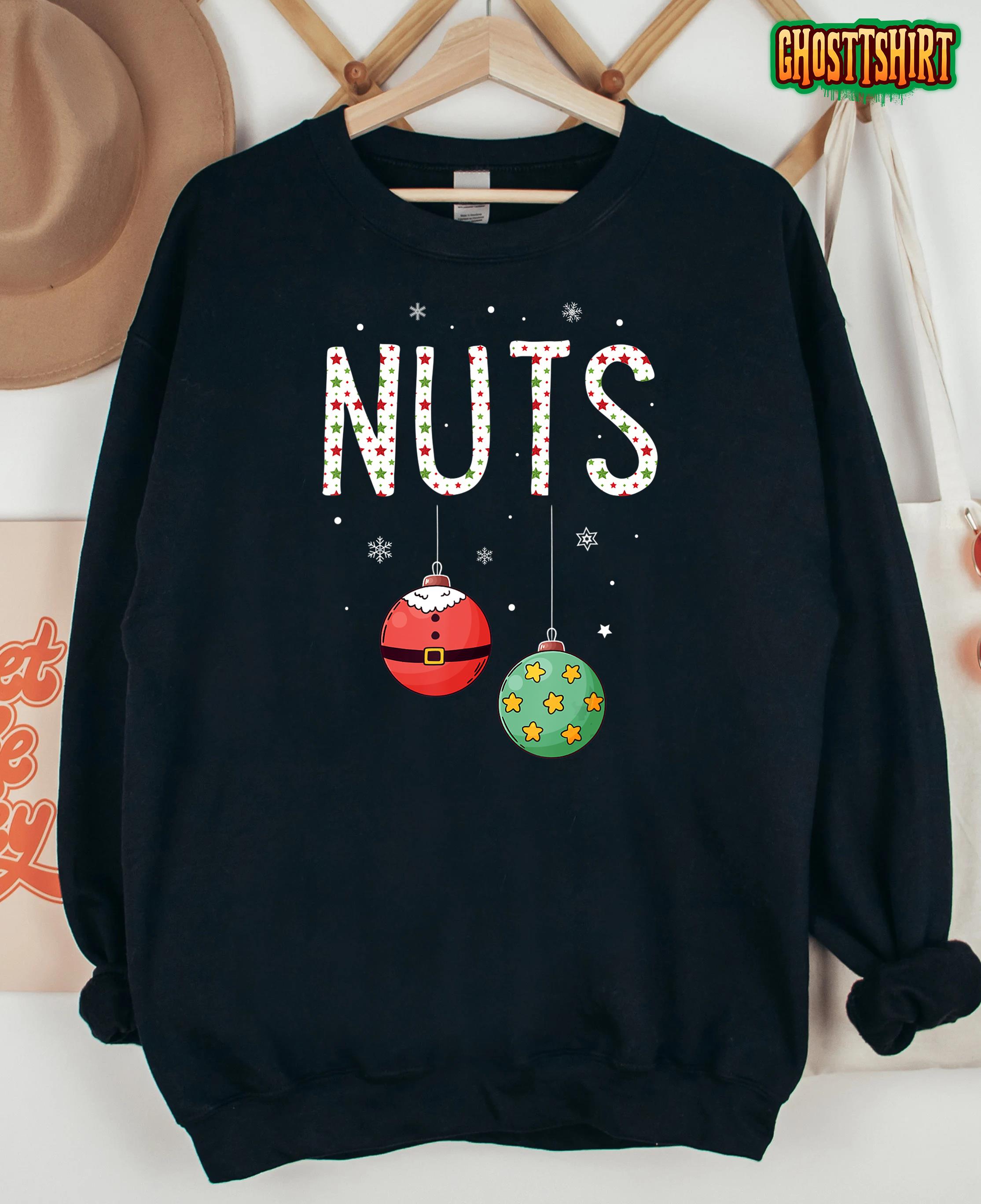 Mens Chest Nuts Matching Funny Christmas Couples Chestnuts Nuts T-Shirt