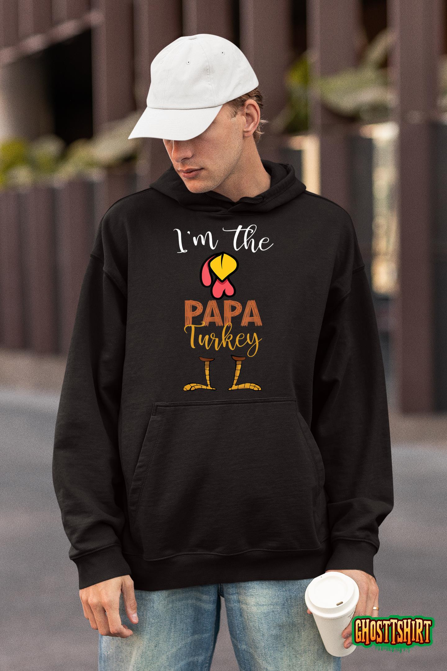 Mens I’m the Papa Turkey Thanksgiving PAPA T-Shirt