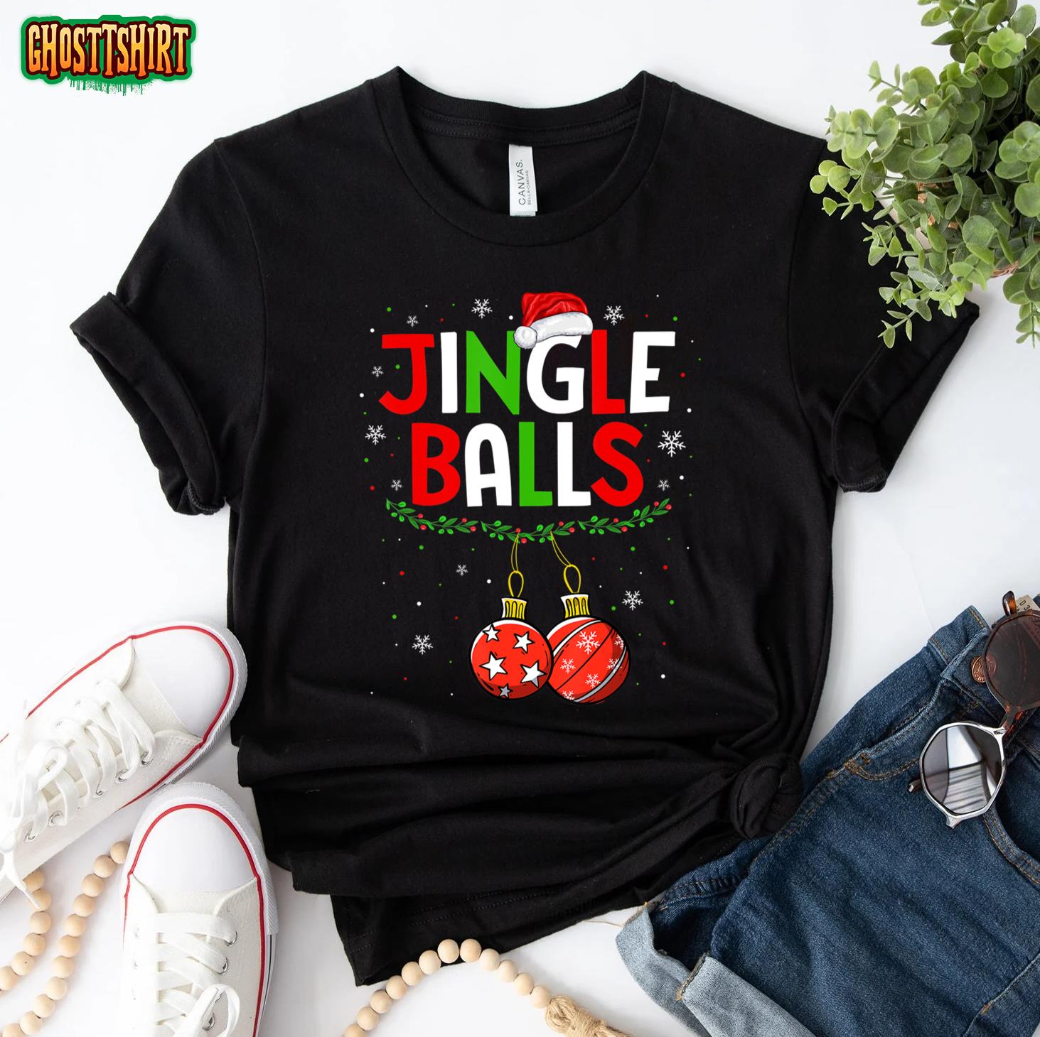 Mens Jingle Balls Christmas Funny Matching Couple Jingle Balls T-Shirt