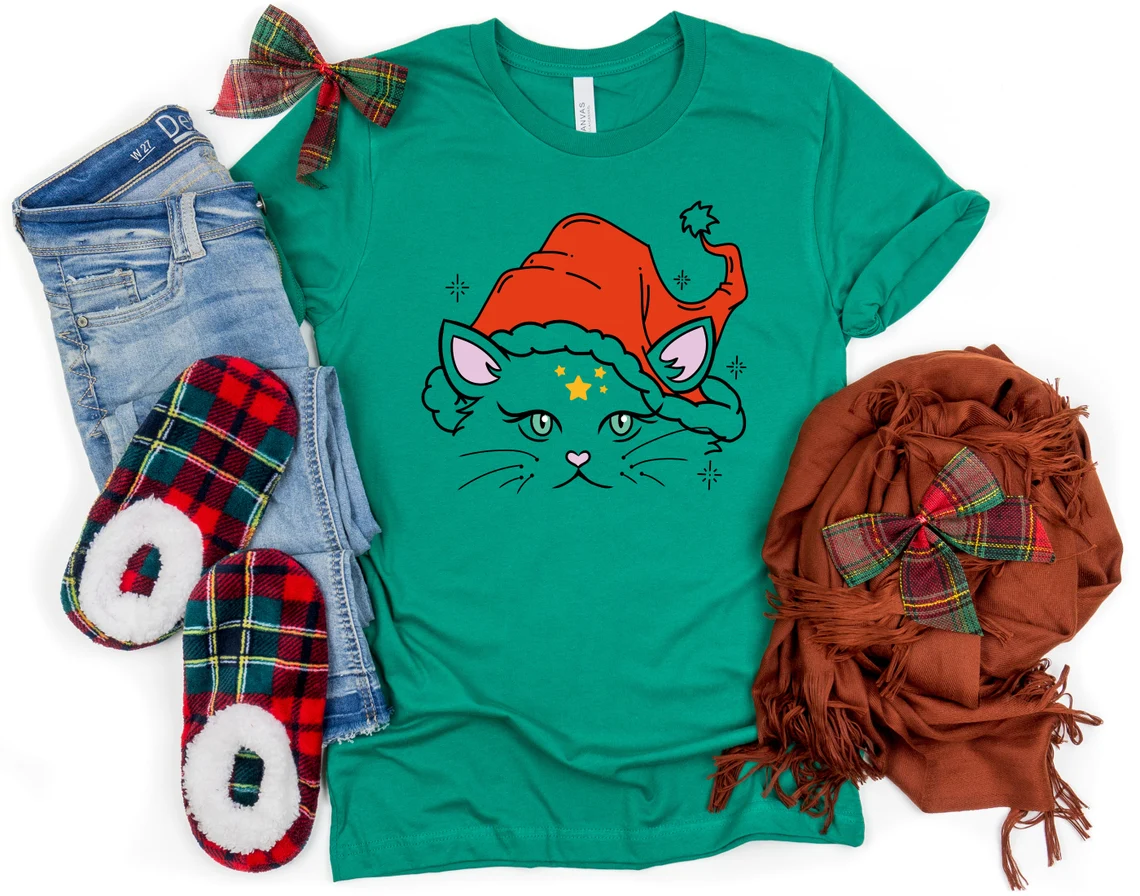 Meowy Christmas Shirt, Cat Christmas Shirt, Cat Lover Christmas, Cute Christmas Shirt