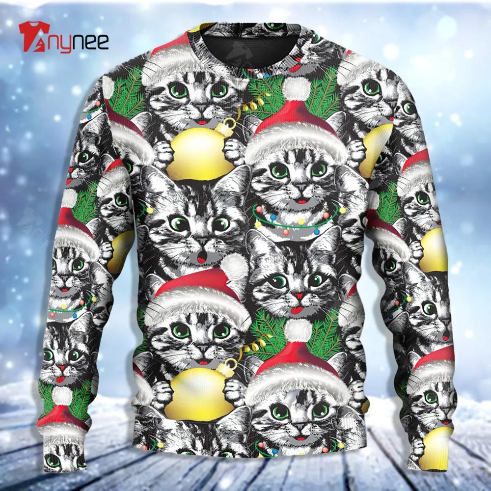 Meowy Xmas Cat Lover Ugly Christmas Sweater- Best Christmas Gifts 2023