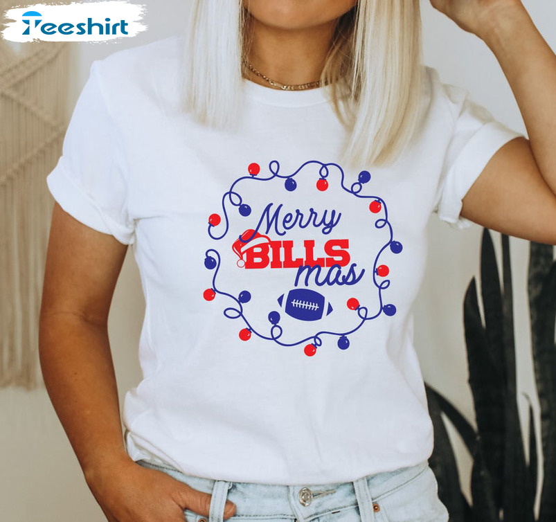 Merry Billsmas Shirt, Christmas Football Unisex T-shirt Short Sleeve