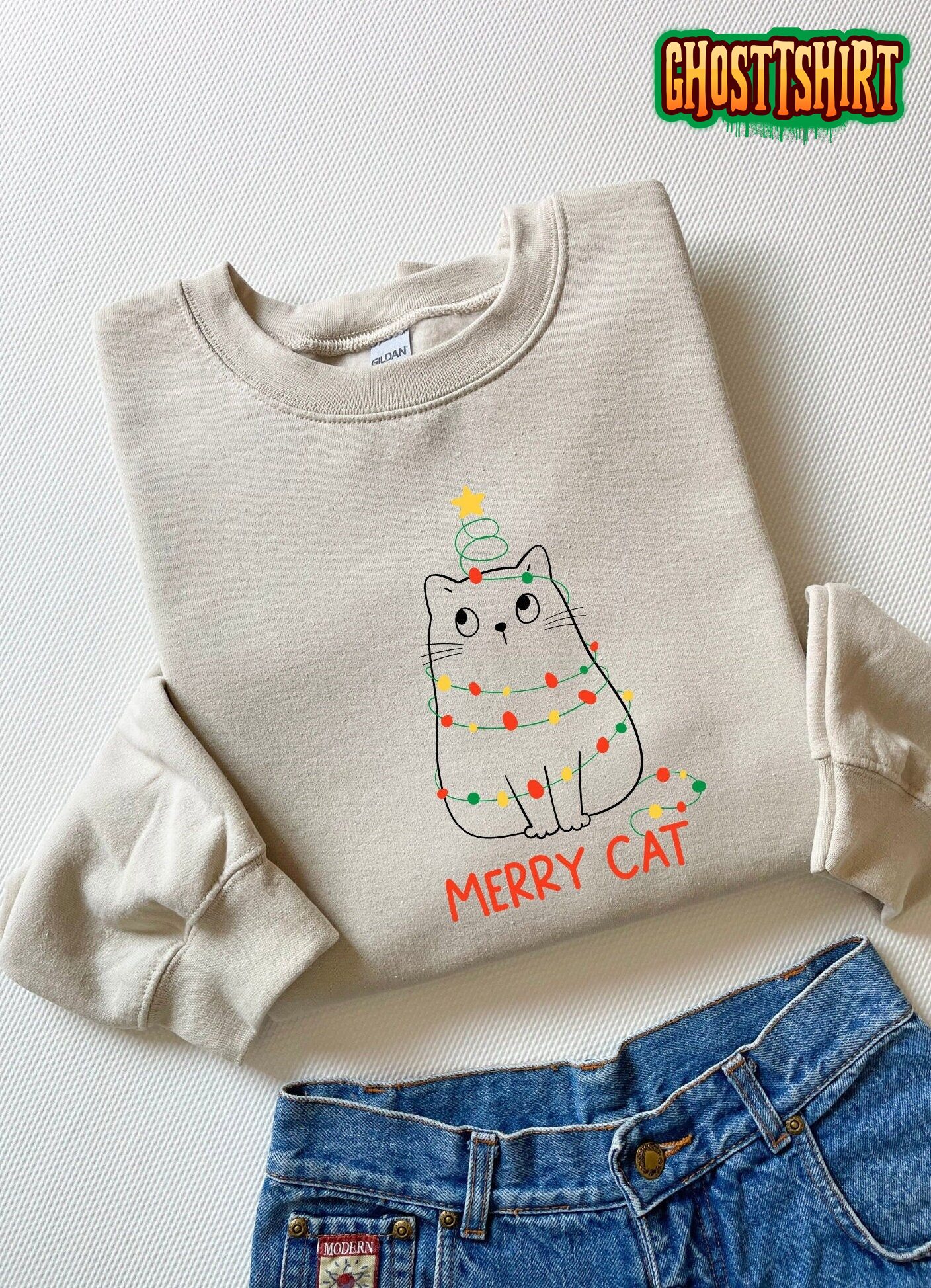 Merry Cat Christmas Sweatshirt