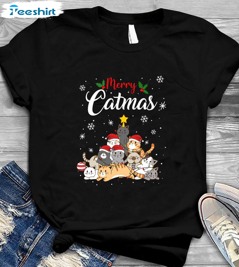 Merry Catmas Christmas Shirt – Cat Love Christmas Tree Unisex Hoodie Tee Tops