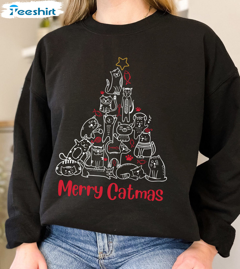 Merry Catmas Christmas Shirt – Matching Unisex Hoodie Sweatshirt For Family