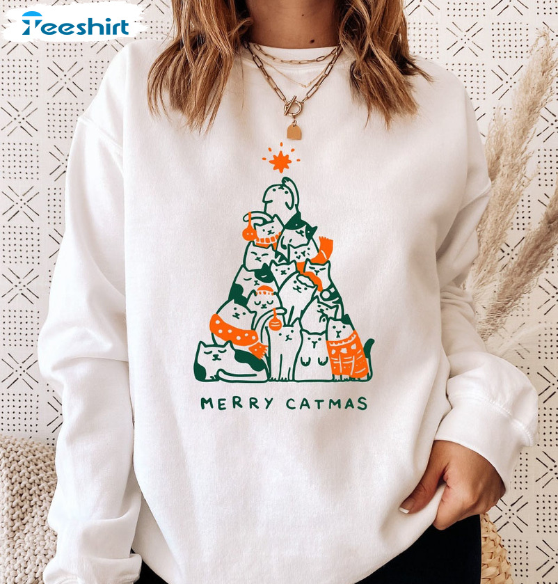 Merry Catmas Sweatshirt – Meowy Christmas Unisex Hoodie Crewneck