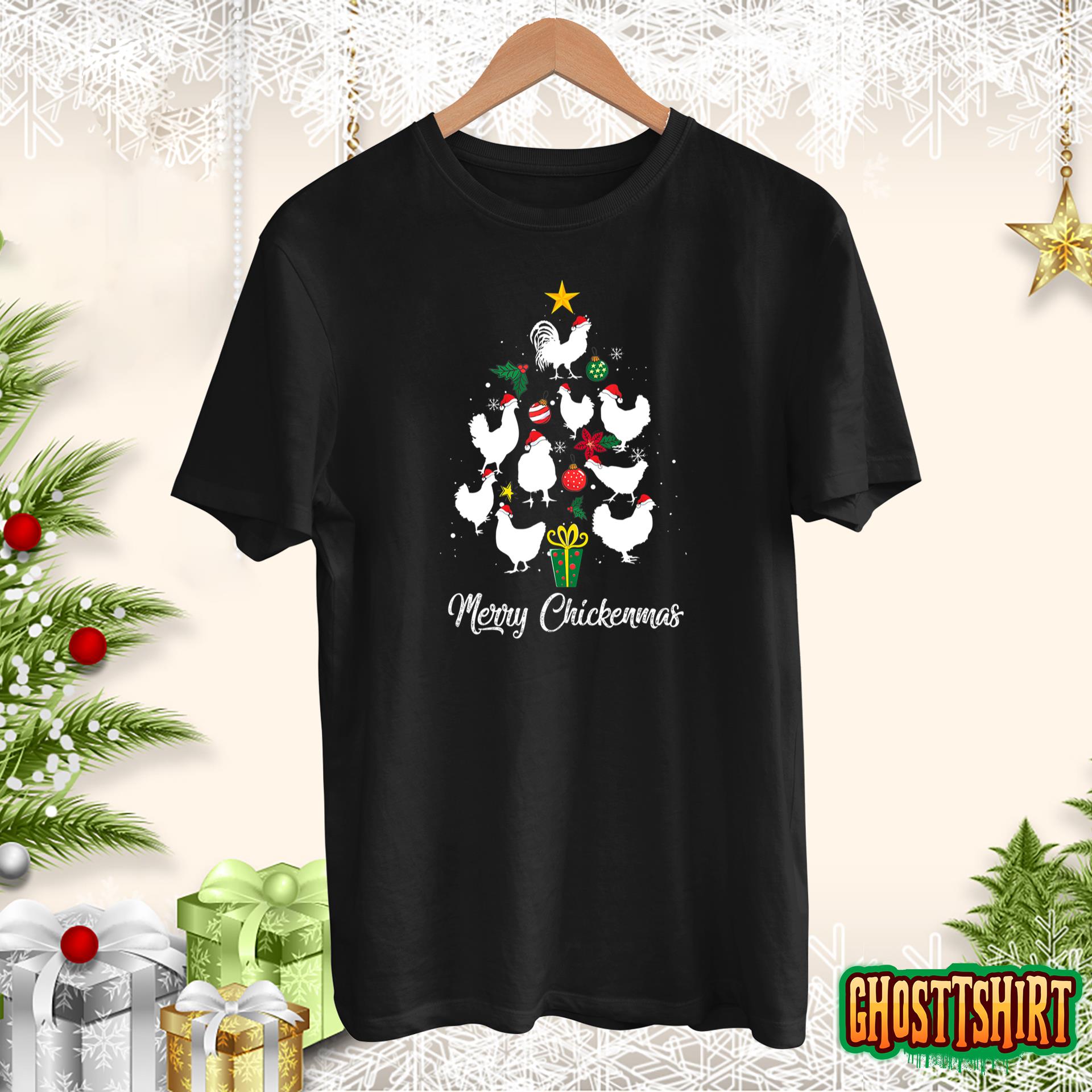 Merry Chickenmas Chicken Christmas Tree Funny Xmas Pajama T-Shirt