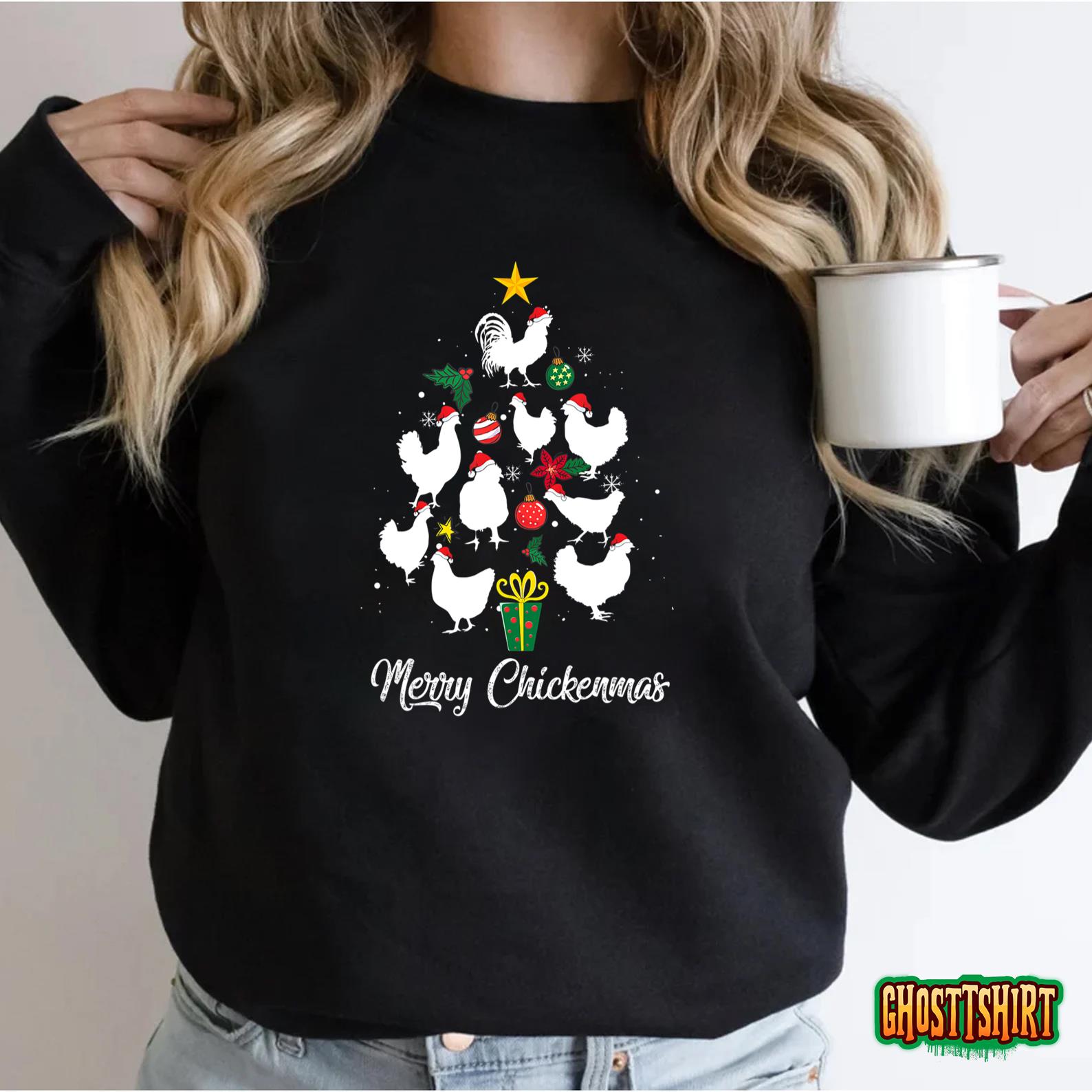 Merry Chickenmas Chicken Christmas Tree Funny Xmas Pajama T-Shirt