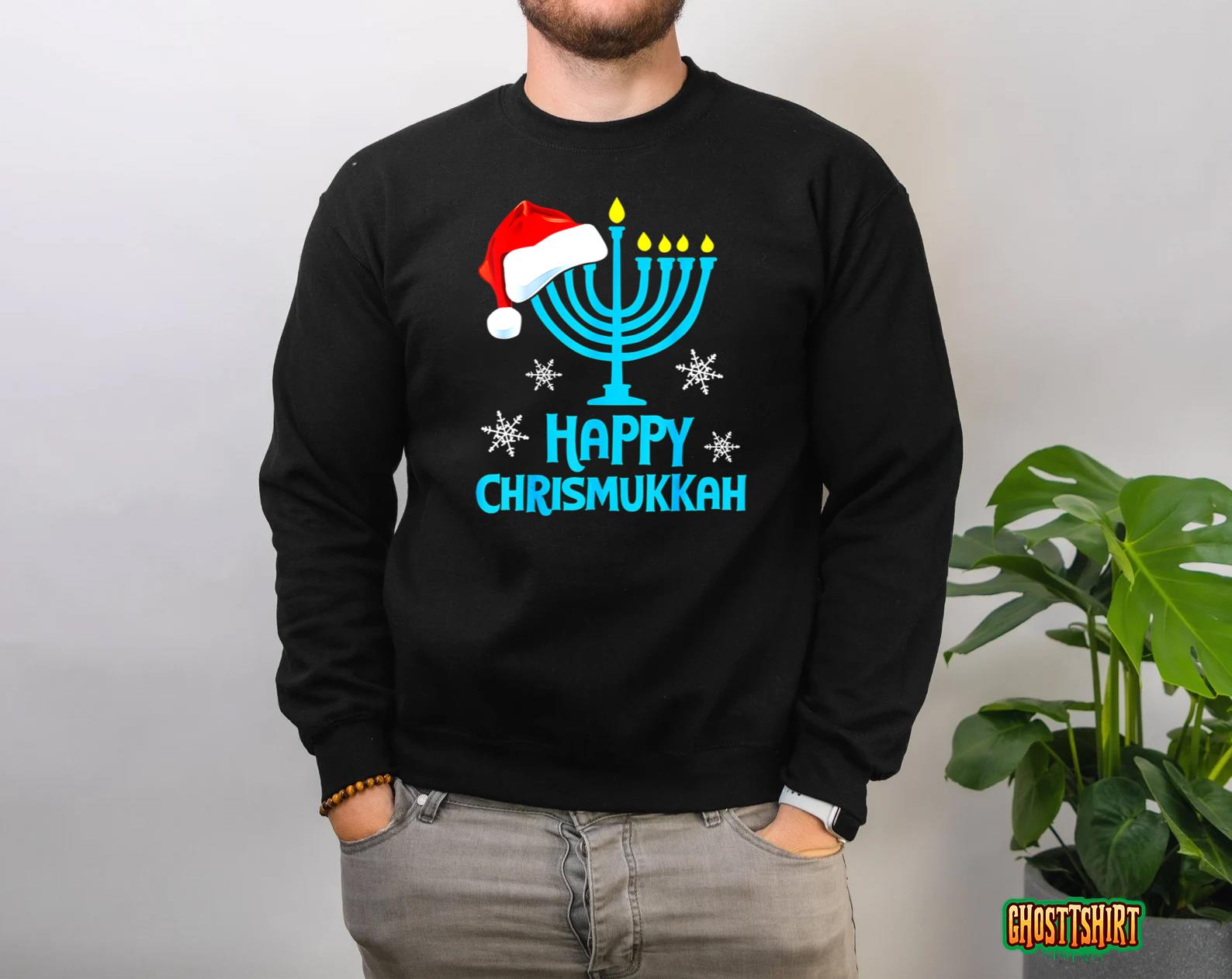 Merry Chrismukkah 2022 Happy Hanukkah Christmas Santa Hat Sweatshirt