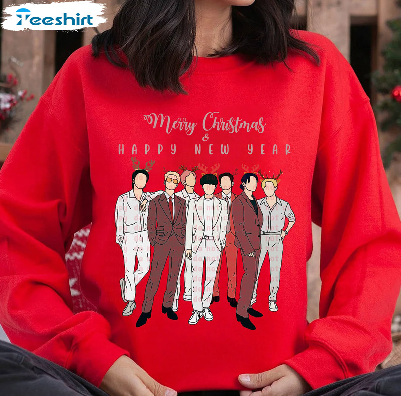 Merry Christmas And Happy Newyear Shirt, Bts Christmas Unisex T-shirt Sweater