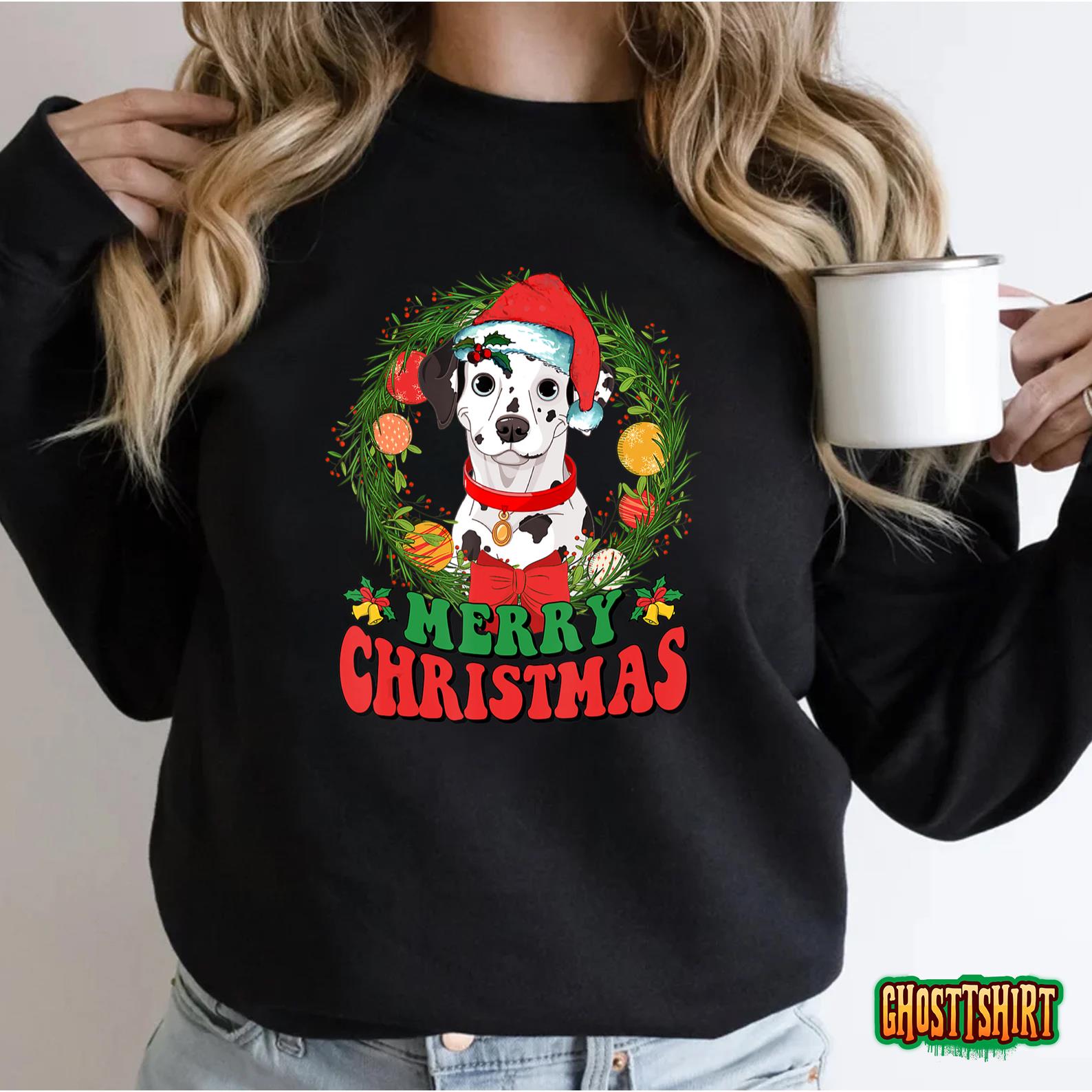 Merry Christmas Dalmatian Santa Hat Dog Lovers Sweatshirt