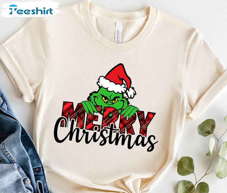 Merry Christmas Grinch Shirt, Funny Xmas Unisex Hoodie Long Sleeve