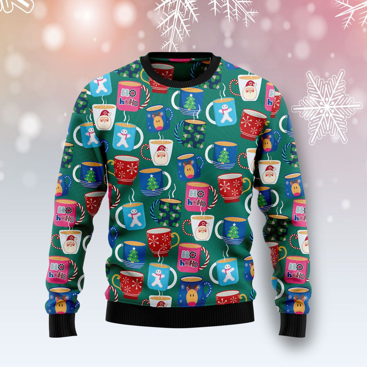 Merry Christmas Ho Ho Ho Mugs Cheerful Ugly Sweater – Best Christmas Gifts 2023