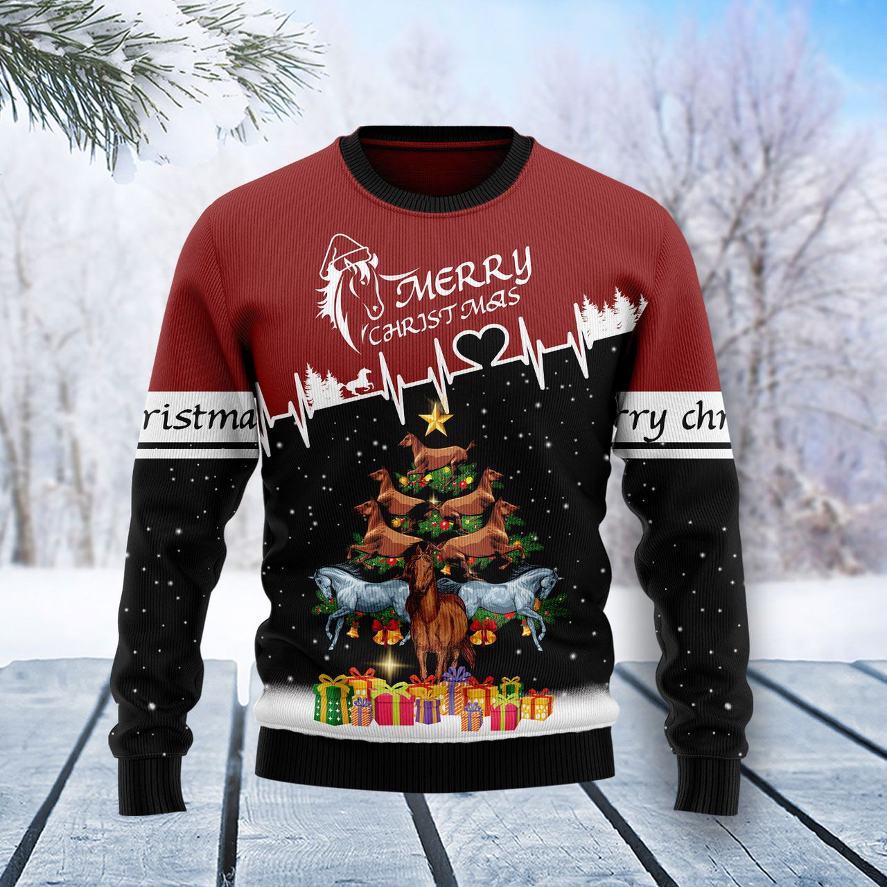 Merry Christmas Horse Tree Ugly Sweater – Best Christmas Gifts 2023