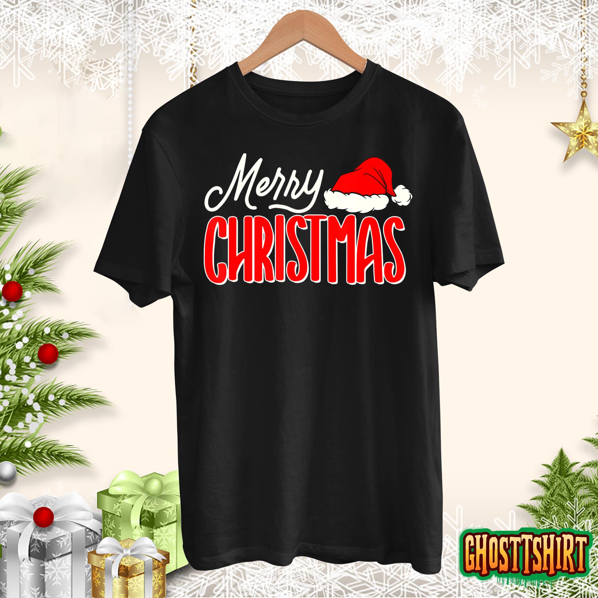 Merry Christmas Matching Family Christmas Santa Hat Pajamas T-Shirt