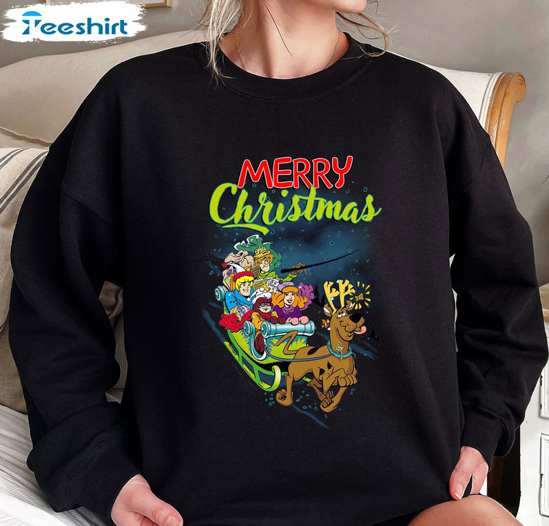 Merry Christmas Scooby Doo Shirt, Funny Christmas Movie Unisex T-shirt Crewneck