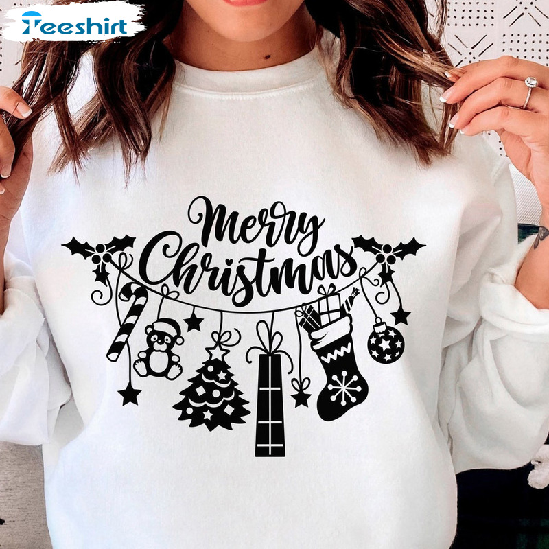 Merry Christmas Shirt – Funny Christmas Pattern Sweatshirt Tee Tops