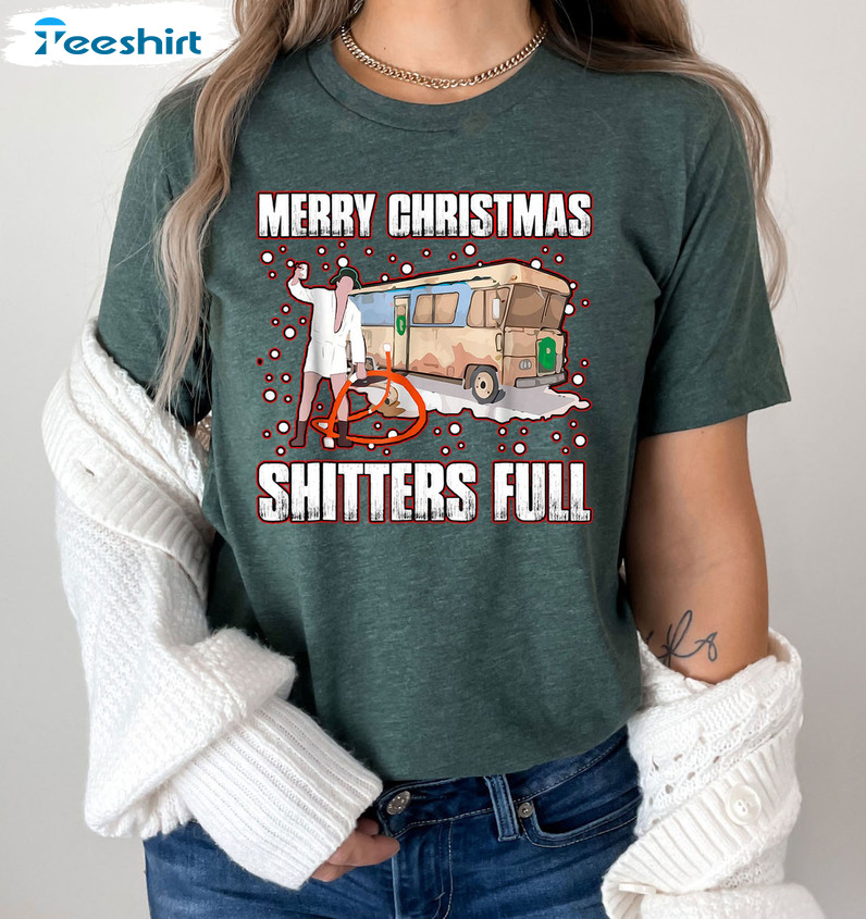 Merry Christmas Shitters Full Shirt – Santa Jokes Short Sleeve Unisex Hoodie