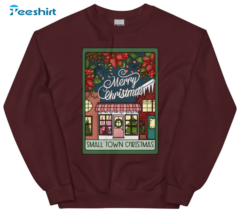 Merry Christmas Small Town Shirt, Christmas Trope Tarot Card Sweater Unisex Hoodie