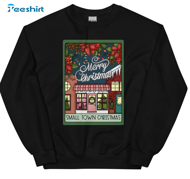 Merry Christmas Small Town Shirt, Christmas Trope Tarot Card Sweater Unisex Hoodie