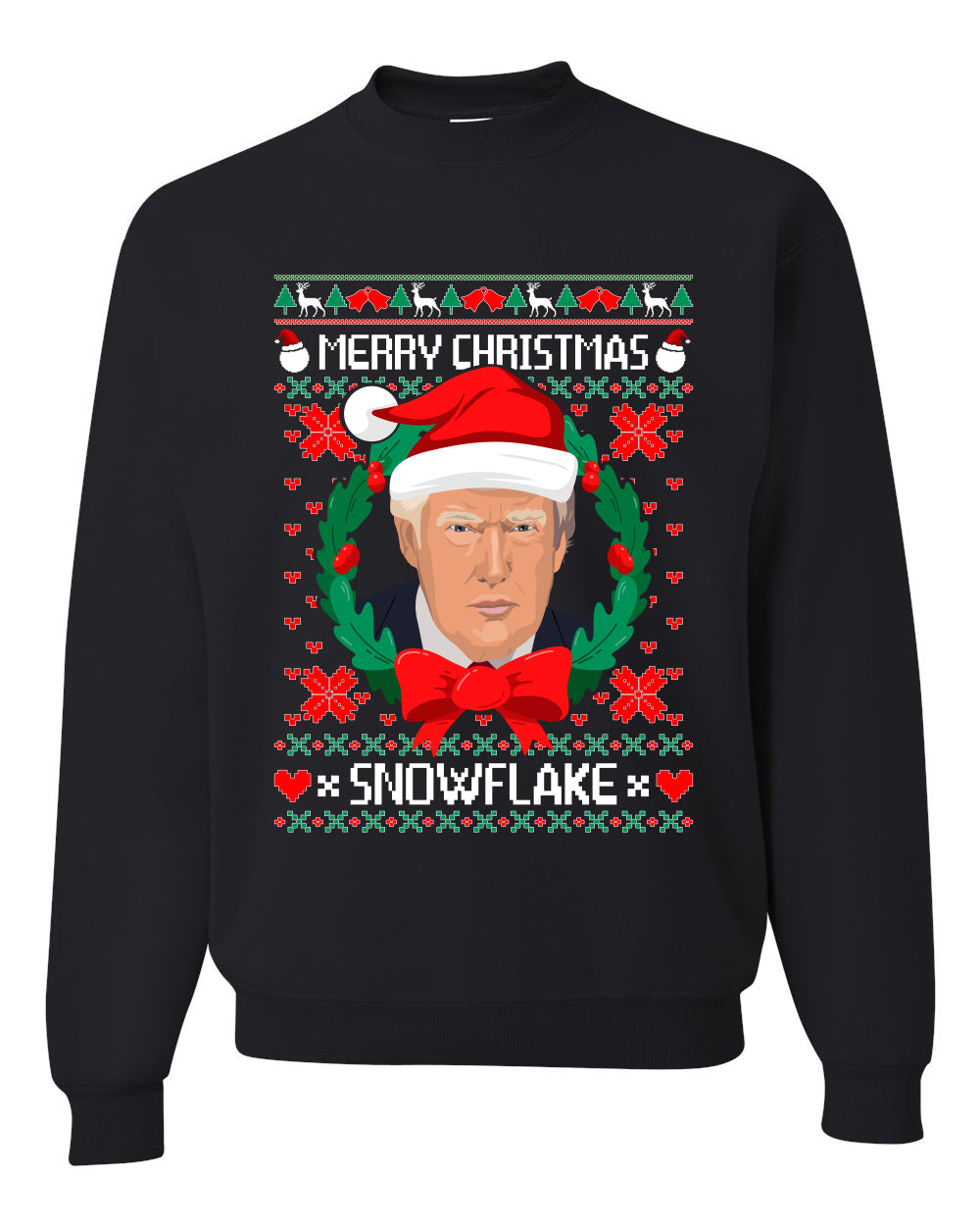 Merry Christmas Snowflake Funny Trump Ugly Christmas Sweater- Best Christmas Gifts 2023