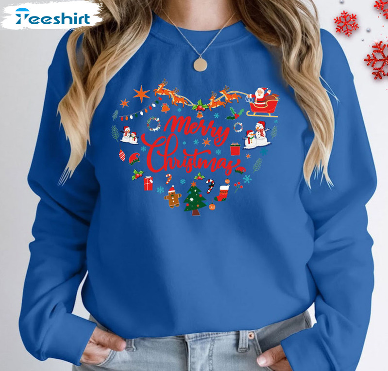 Merry Christmas Sweater, Christmas Jumper Short Sleeve Crewneck