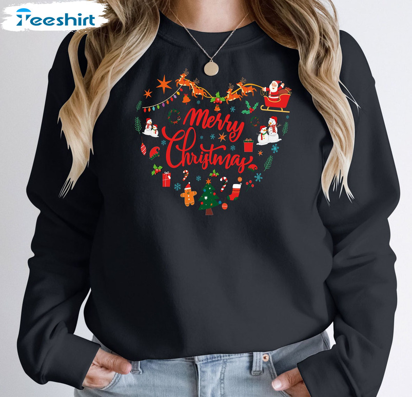 Merry Christmas Sweater, Christmas Jumper Short Sleeve Crewneck