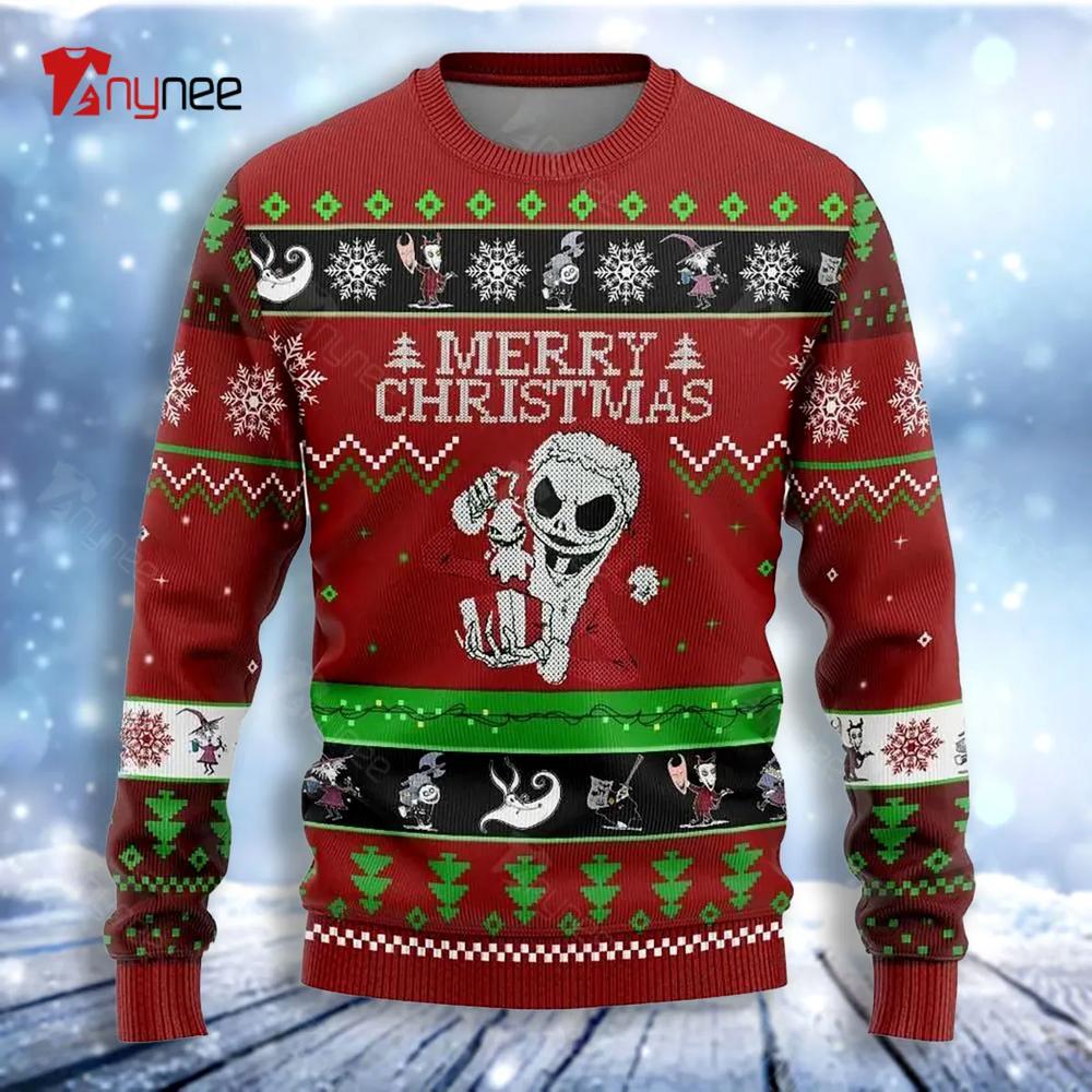 Merry Christmas The Nightmare Before Christmas Jack Skellington Ugly Christmas Sweater- Best Christmas Gifts 2023