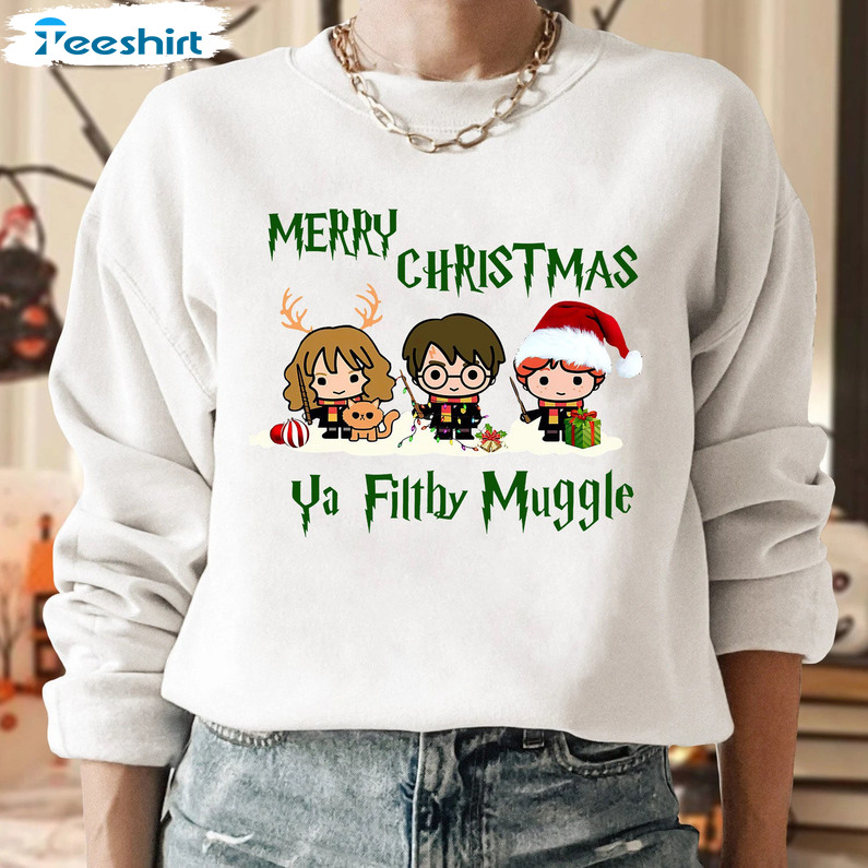 Merry Christmas Ya Filthy Muggle Shirt, Harry Potter Christmas Short Sleeve Tee Tops