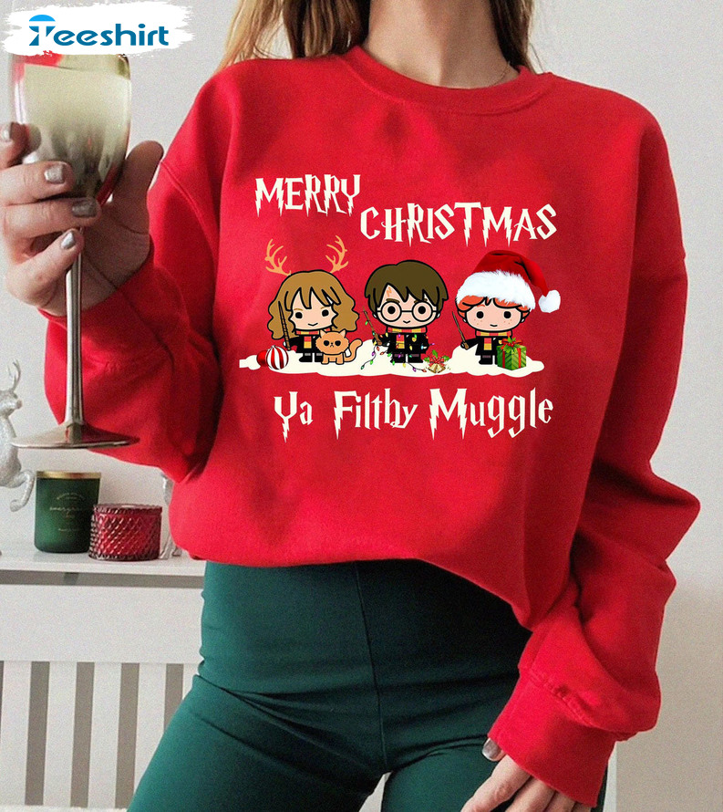 Merry Christmas Ya Filthy Muggle Shirt, Harry Potter Christmas Short Sleeve Tee Tops