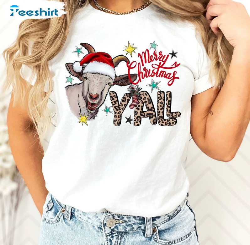 Merry Christmas Yall Shirt – Christmas Goat Shirt Unisex T-shirt Long Sleeve