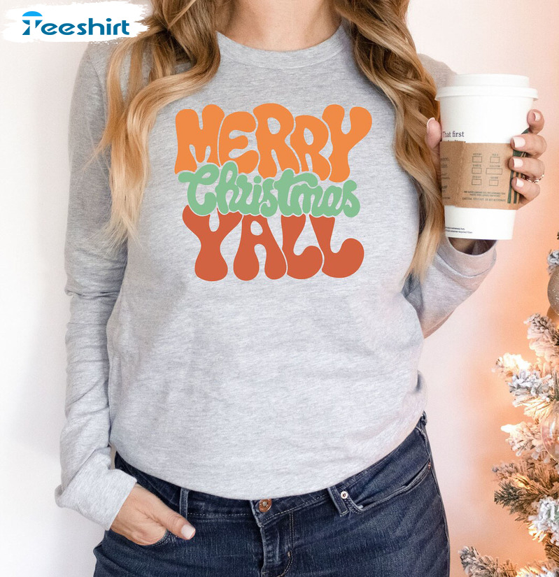 Merry Christmas Y’all Shirt – Matching Christmas Unisex Hoodie Long Sleeve