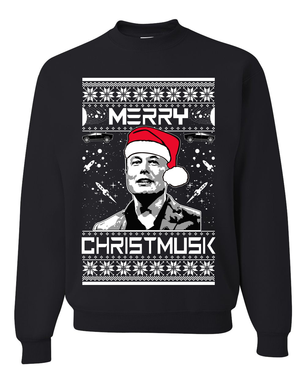 Merry Christmusk Funny Elon Musk Meme Ugly Christmas Sweater Unisex Crewneck Graphic Sweatshirt- Best Christmas Gifts 2023