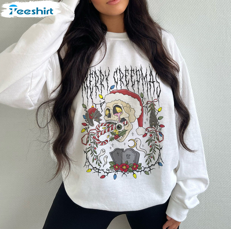 Merry Creepmas Shirt, Christmas Skeleton Sweatshirt Hoodie