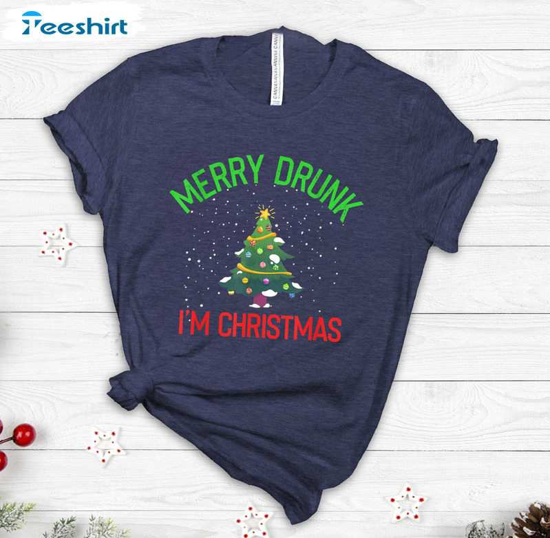 Merry Drunk I’m Christmas Shirt – Christmas Drinking Long Sleeve Tee Tops