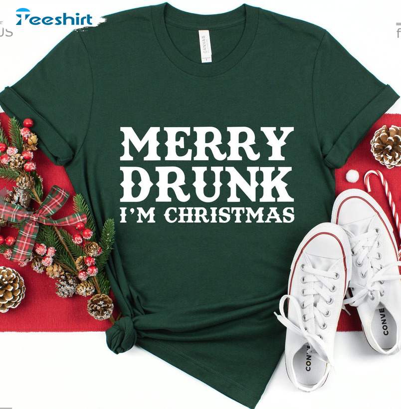 Merry Drunk I’m Christmas Shirt – Christmas Holiday Short Sleeve Crewneck