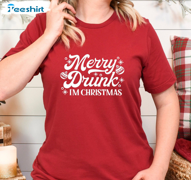 Merry Drunk I’m Christmas Shirt – Christmas Unisex Hoodie Sweatshirt Vintage Style