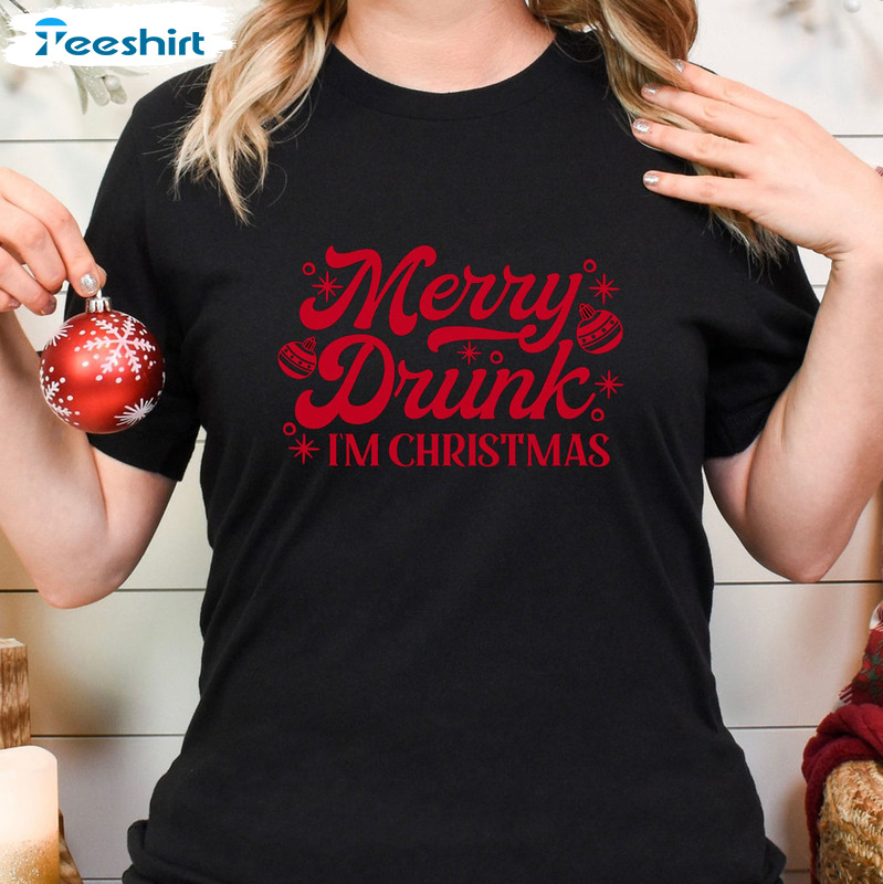 Merry Drunk I’m Christmas Shirt – Christmas Unisex Hoodie Sweatshirt Vintage Style