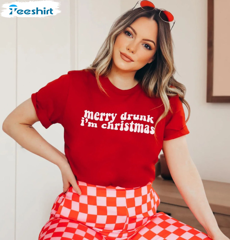 Merry Drunk I’m Christmas Shirt – Vintage Sweatshirt Long Sleeve