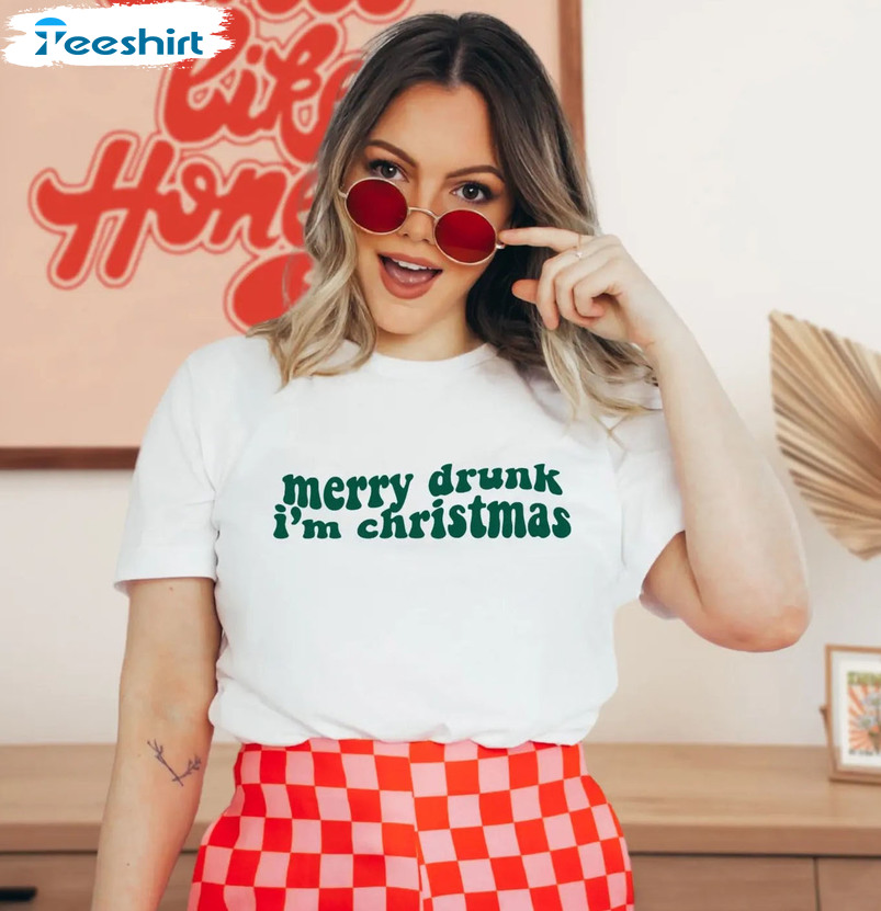 Merry Drunk I’m Christmas Shirt – Vintage Sweatshirt Long Sleeve