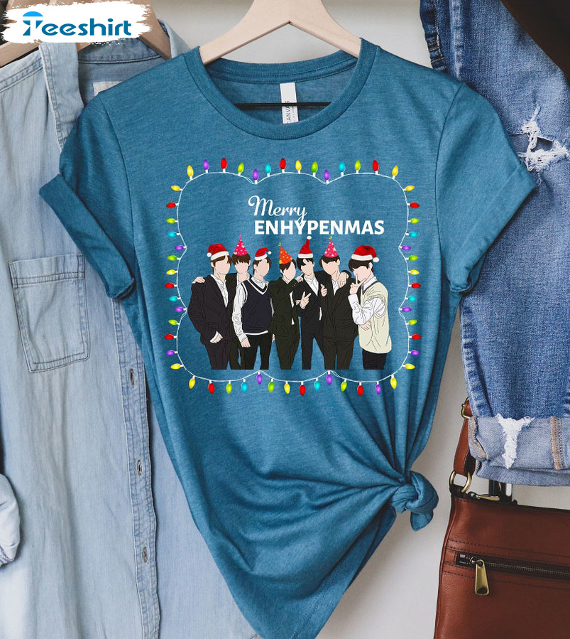 Merry Enhypenmas Shirt, Engene Christmas Short Sleeve Tee Tops