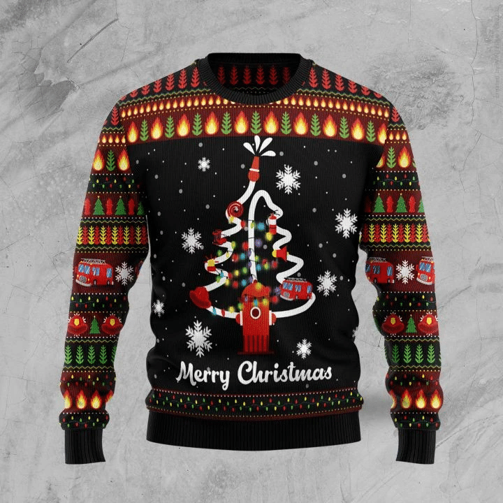 Merry Firefighter Ugly Christmas Sweater | For Men & Women | Adult | US1297- Best Christmas Gifts 2023