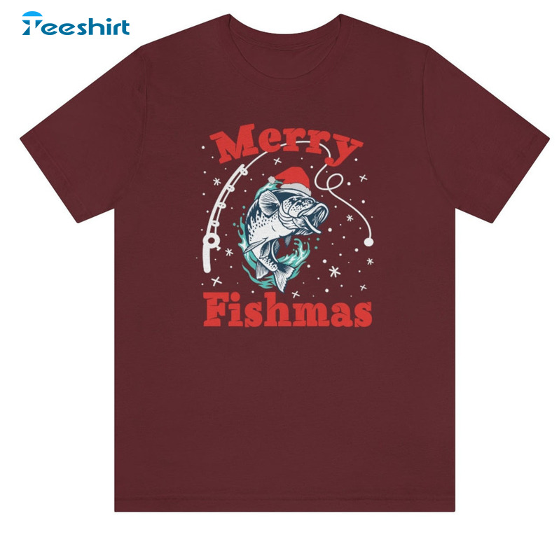 Merry Fishmas Shir, Bass Fish Fishing Xmas Christmas Crewneck Sweatshirt, Hoodie, Long Sleeve