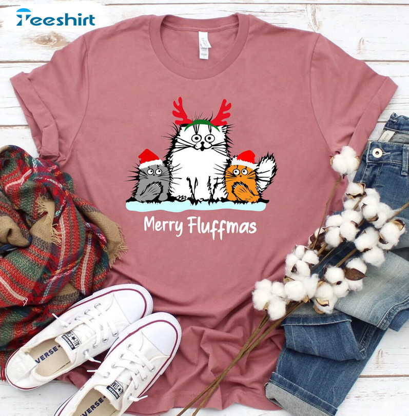 Merry Fluffmas Shirt, Christmas Family Short Sleeve Crewneck