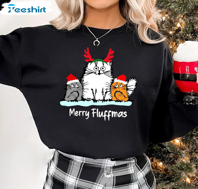 Merry Fluffmas Shirt, Christmas Family Short Sleeve Crewneck