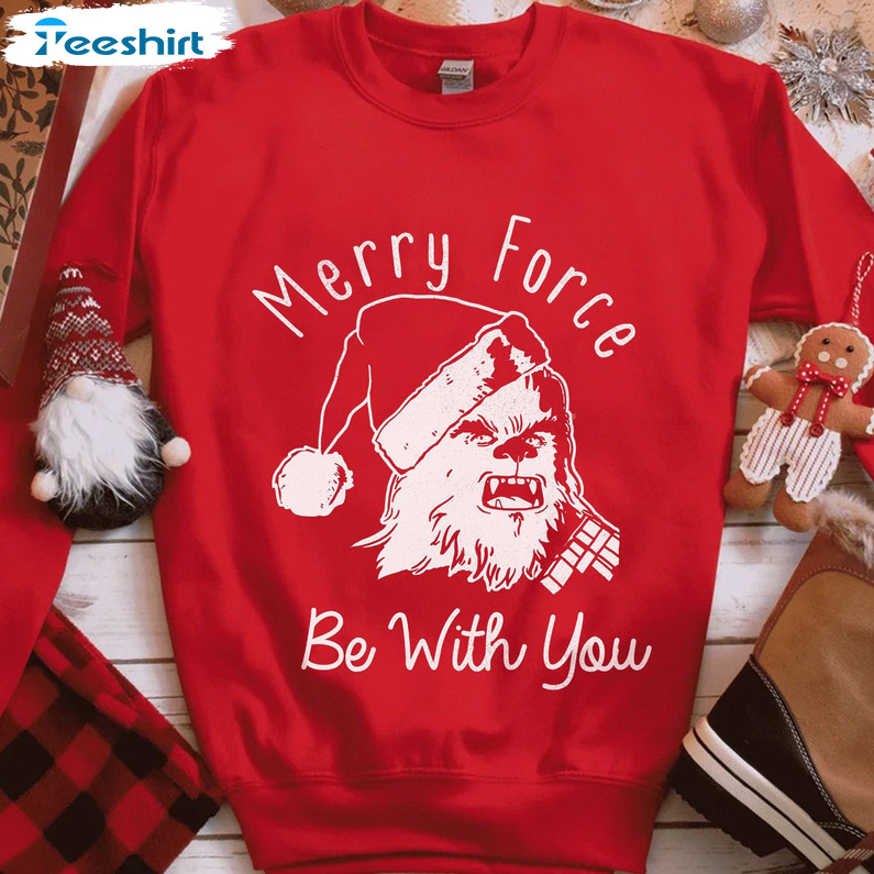 Merry Force Be With You Shirt, Christmas Santa Claus Sweater Unisex Hoodie