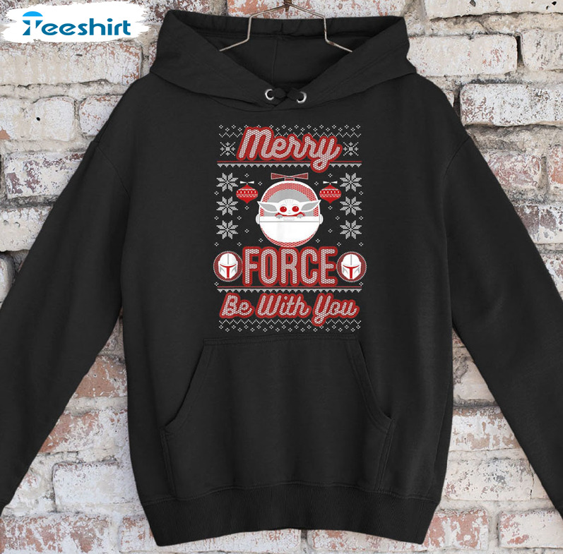 Merry Force Be With You Shirt, Christmas Short Sleeve Tee Tops