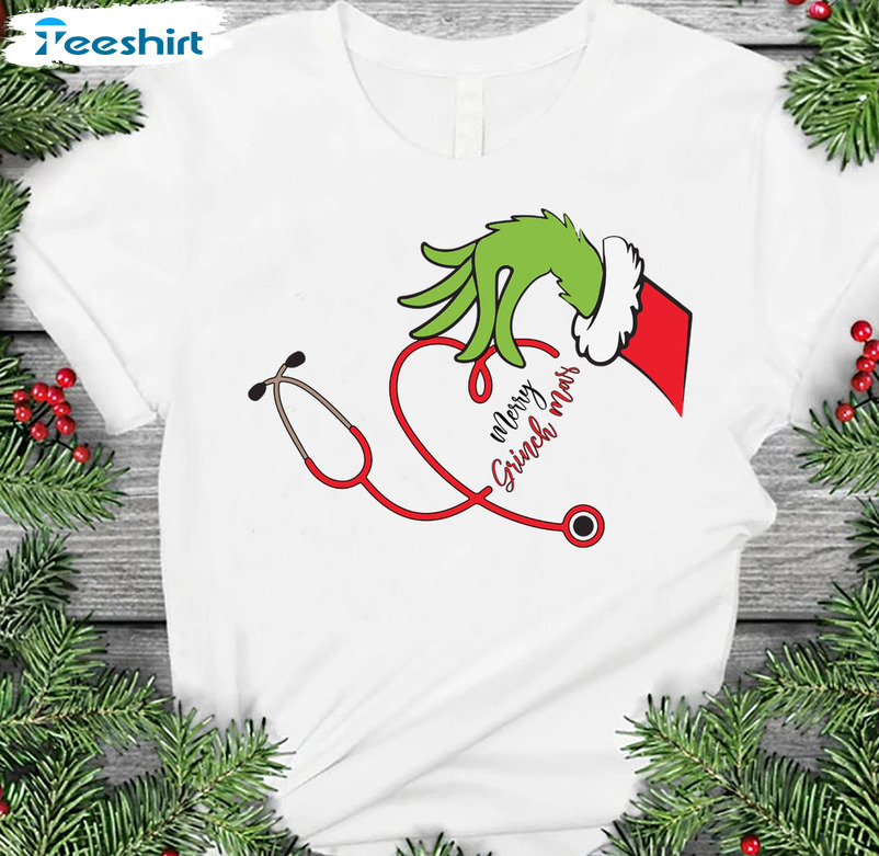 Merry Grinchmas Stethoscope Shirt, Christmas Short Sleeve Sweatshirt