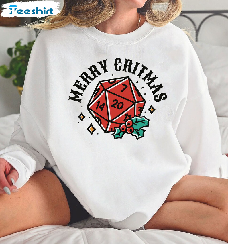 Merry Gritmas Shirt, Dungeons And Dragons Christmas Unisex T-shirt Short Sleeve