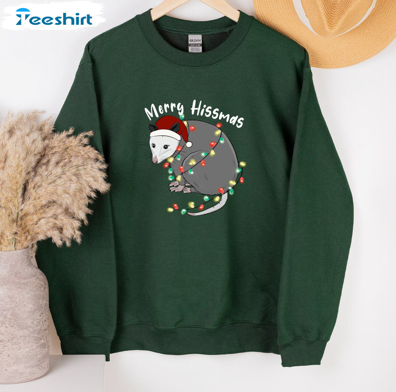 Merry Hissmas Sweasthirt, Opossum Christmas Unisex Hoodie Long Sleeve